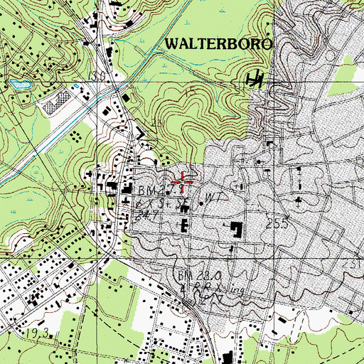Topographic Map of Walterboro Post Office, SC
