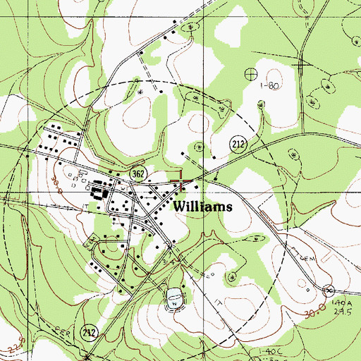 Topographic Map of Williams Post Office, SC