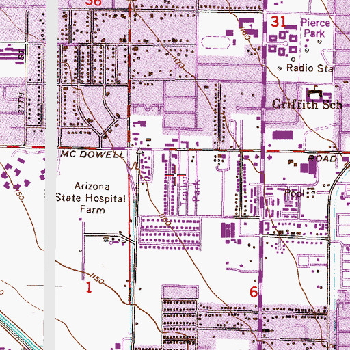 Topographic Map of Hyde Park Lodge, AZ