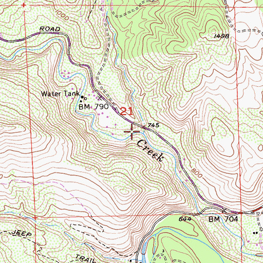 Topographic Map of Sand Creek, CA
