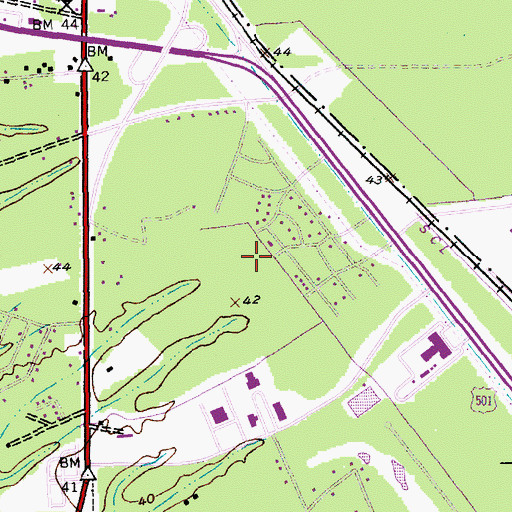 Topographic Map of Coastal Carolina University The Woods Residence Halls, SC