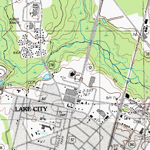 Topographic Map of Lower Florence County Hospital, SC