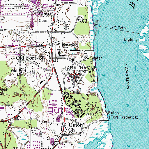 Topographic Map of Naval Hospital at Beaufort, SC