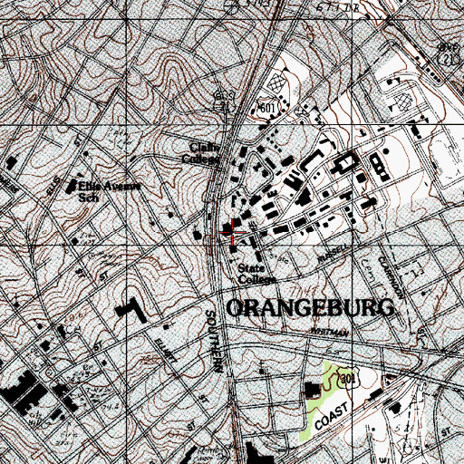 Topographic Map of South Carolina State University Martin Luther King Auditorium, SC