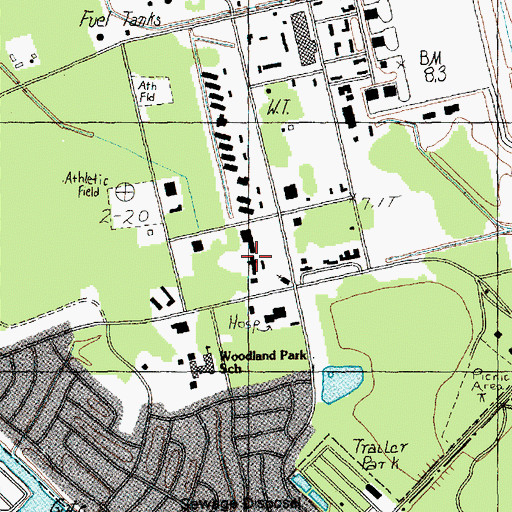 Topographic Map of Base Recreation Center, SC