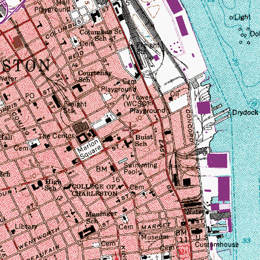 Topographic Map of Charleston Civic Design Center, SC