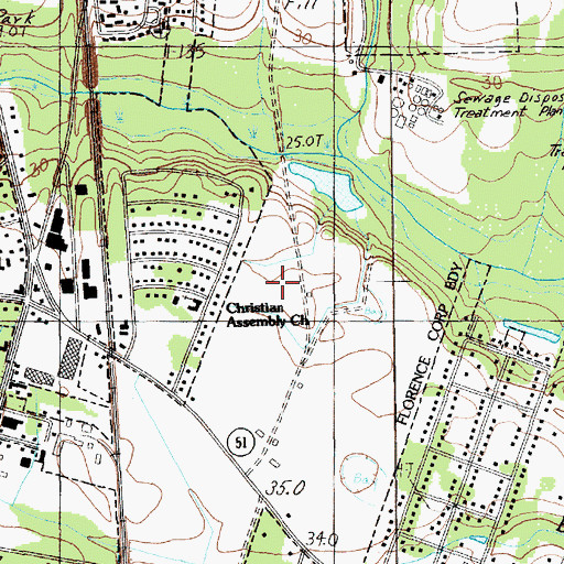 Topographic Map of Freedom Florence Recreation Complex, SC