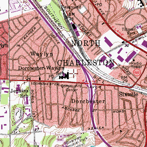 Topographic Map of Jeanene Batten Community Center, SC
