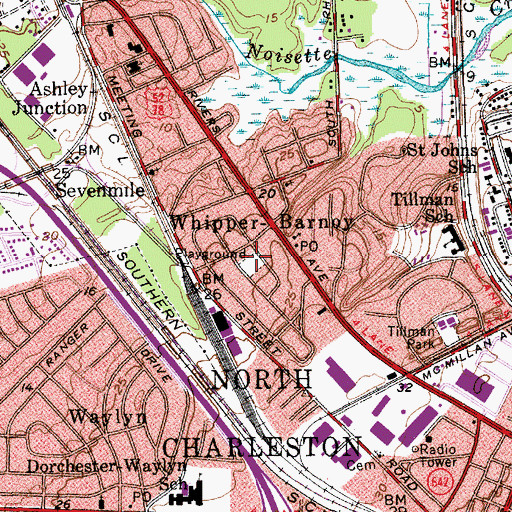 Topographic Map of Whipper Barony Community Center, SC