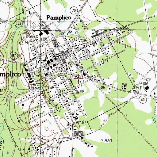 Topographic Map of Pamplico Pentecostal Holiness Church, SC