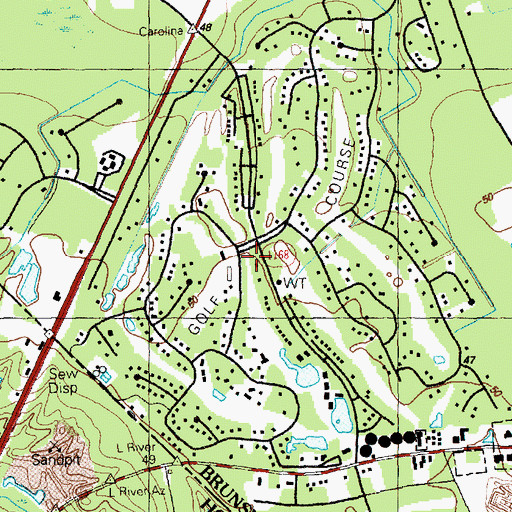 Topographic Map of Carolina Shores Golf and Country Club, NC