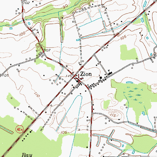 Topographic Map of Zion Southern Methodist Church, SC