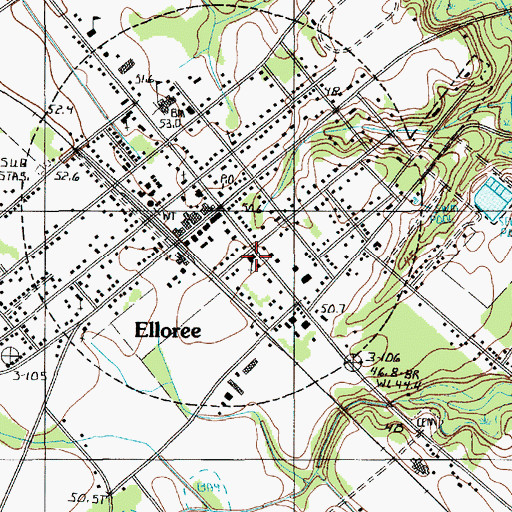 Topographic Map of Elloree - Jerusalem United Methodist Church, SC