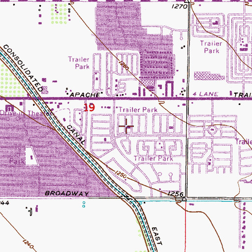 Topographic Map of Imperial Mobile Home Park, AZ