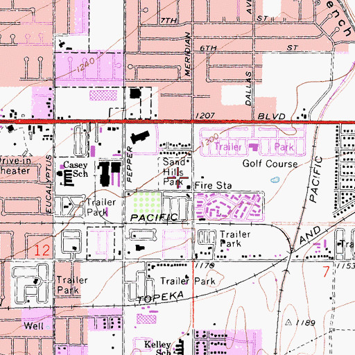 Topographic Map of Sand Hills Park, CA