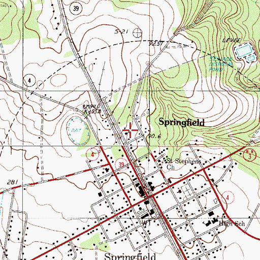 Topographic Map of First Baptist Church, SC