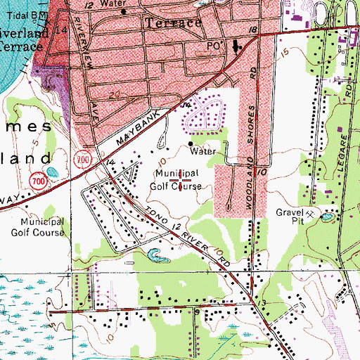 Topographic Map of Charleston Golf Course, SC