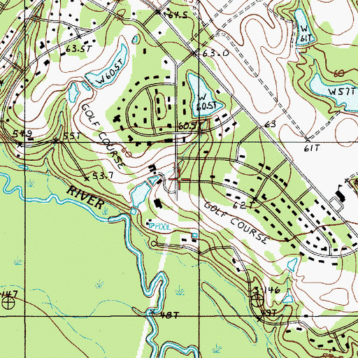 Topographic Map of Country Club of Orangeburg, SC