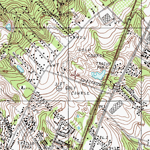 Topographic Map of Hillcrest Golf Course, SC
