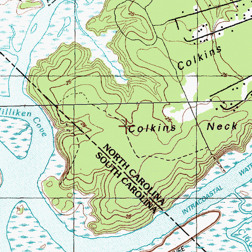 Topographic Map of Ocean Harbour Golf Links, NC