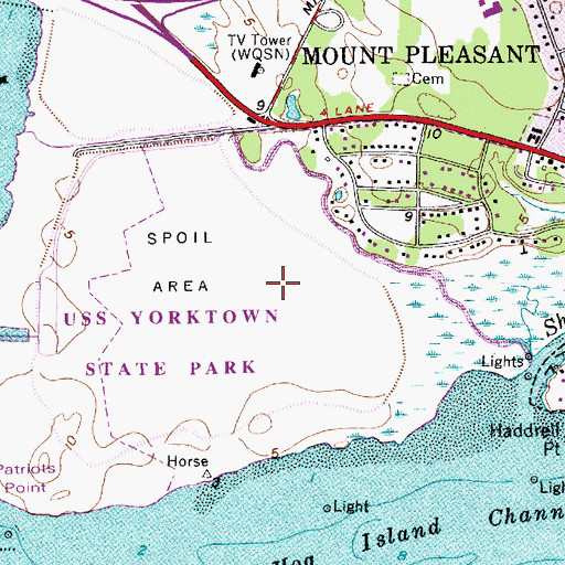 Topographic Map of Patriots Point Golf Links, SC