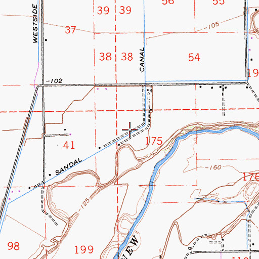 Topographic Map of Sandal Canal, CA