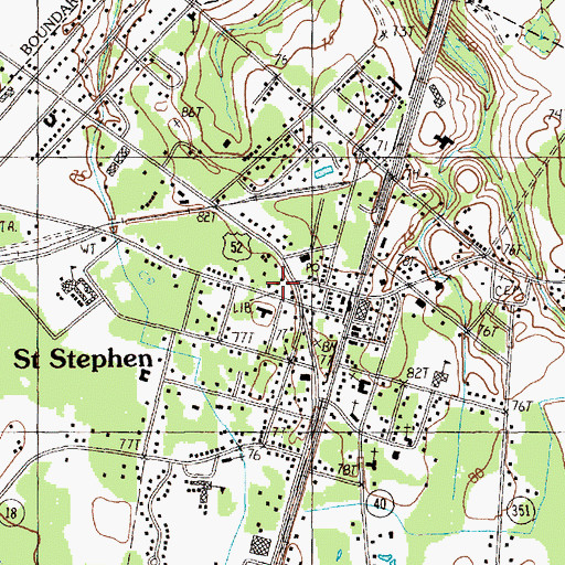 Topographic Map of Saint Stephen Golf Course, SC