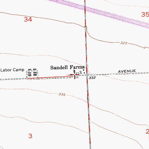 Topographic Map of Sandell Farms, CA