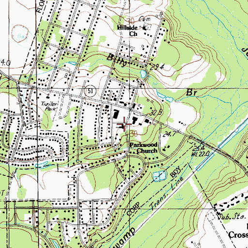 Topographic Map of Dawsey United Methodist Church, SC