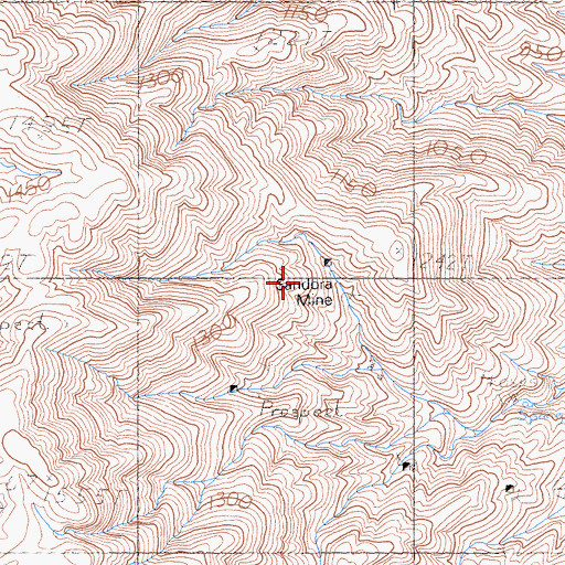 Topographic Map of Sandora Mine, CA