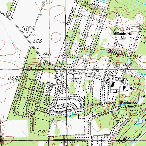Topographic Map of Fellowship Free Will Baptist Church, SC