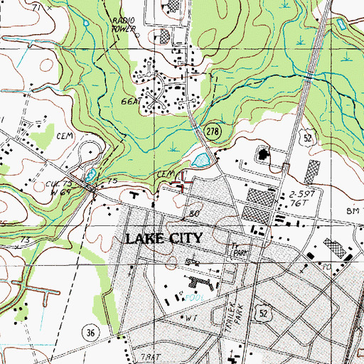 Topographic Map of Grace Free Will Baptist Church, SC