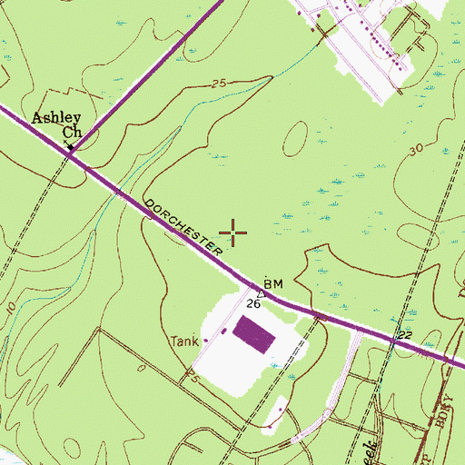 Topographic Map of Ashley River Church of God, SC