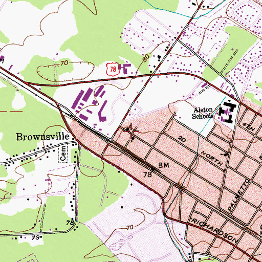 Topographic Map of Baum Temple African Methodist Episcopal Zion Church, SC
