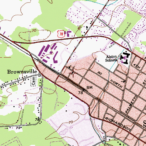 Topographic Map of Brownsville Community Church of God, SC