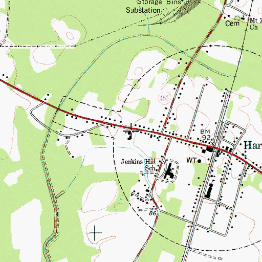 Topographic Map of First Baptist Church of Harleyville, SC