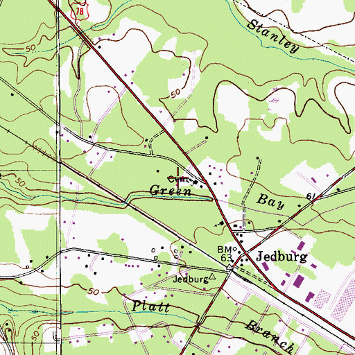 Topographic Map of First Baptist Church of Jedburg, SC