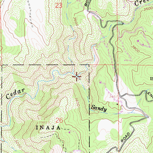 Topographic Map of Sandy Creek, CA