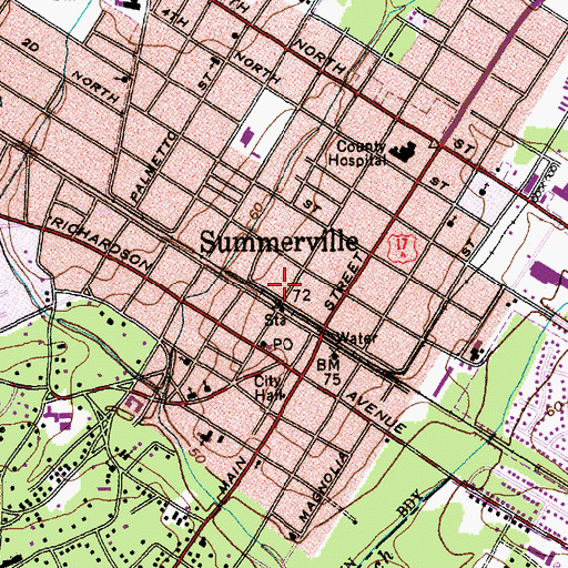 Topographic Map of Summerville Seventh Day Adventist Church, SC