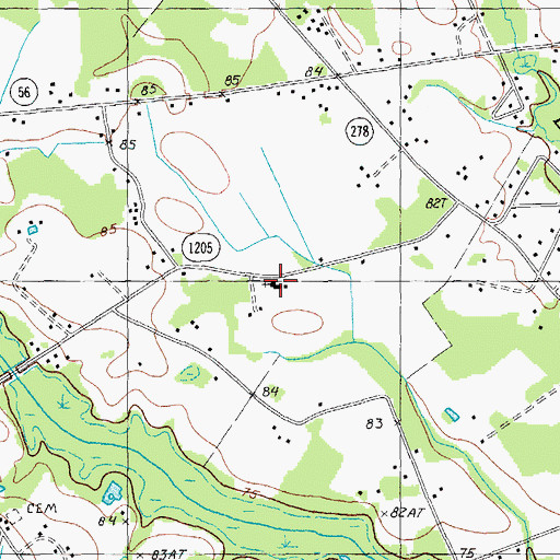 Topographic Map of Camp Branch Church of God of Prophecy, SC
