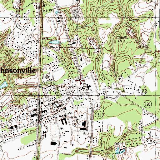 Topographic Map of Johnsonville First Baptist Church, SC