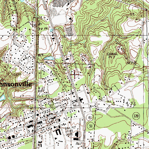 Topographic Map of Johnsonville United Methodist Church, SC