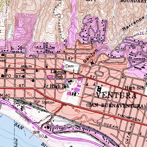 Topographic Map of Sanlon Barranca, CA