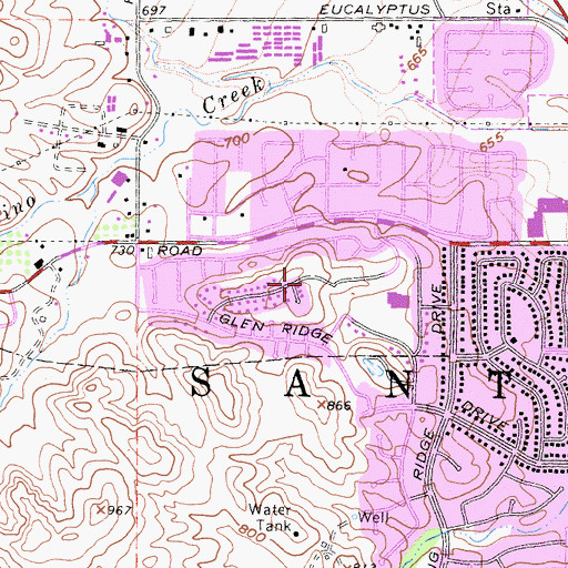 Topographic Map of Santa Ana Del Chino, CA