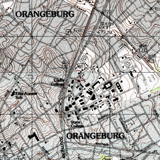Topographic Map of Claflin University H V Manning Library, SC