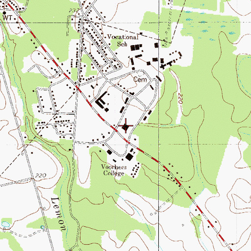 Topographic Map of Voorhees College Elizabeth Evelyn Wright and John Foster Potts Library, SC