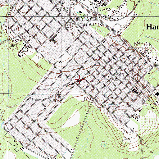 Topographic Map of First Christian Church, SC