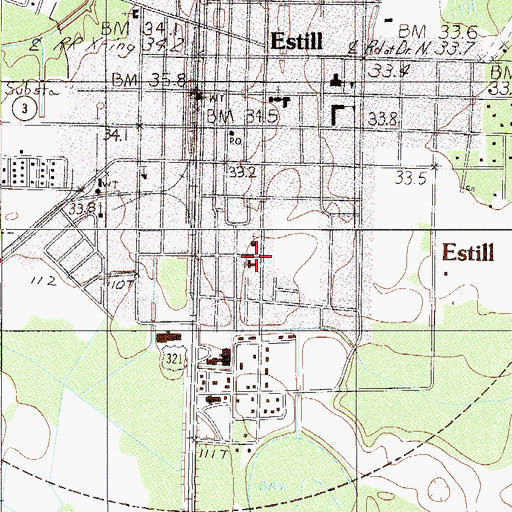 Topographic Map of First Estill Baptist Church, SC