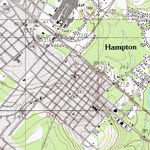 Topographic Map of Hampton United Methodist Church, SC