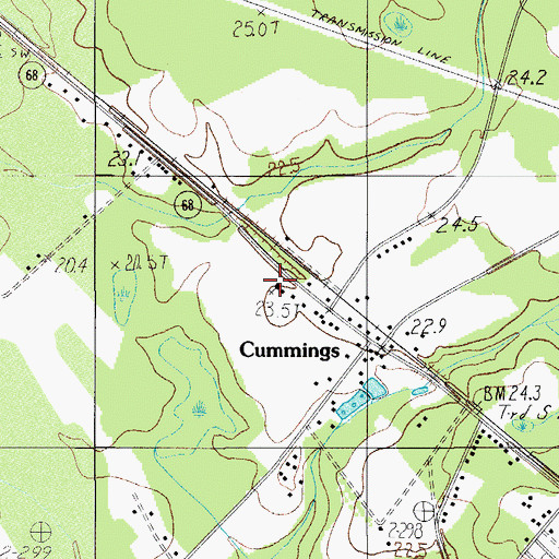 Topographic Map of Huggin Oak Church of God, SC